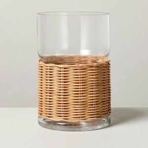 Hearth & Hand Thick Glass Votive with Woven Rattan Sleeve